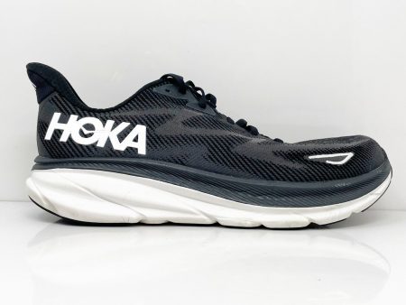 Hoka One One Mens Clifton 9 1132210 BWHT Black Running Shoes Sneakers Size 12 2E Hot on Sale